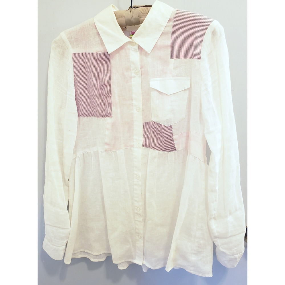 Free People linen blend button down, Medium